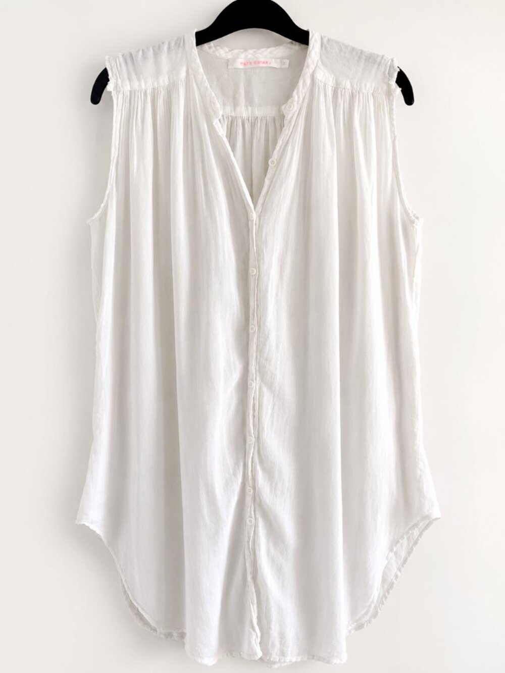 Virginie Castaway White Gauze Cotton Oversized Button Front Boho Tunic Top